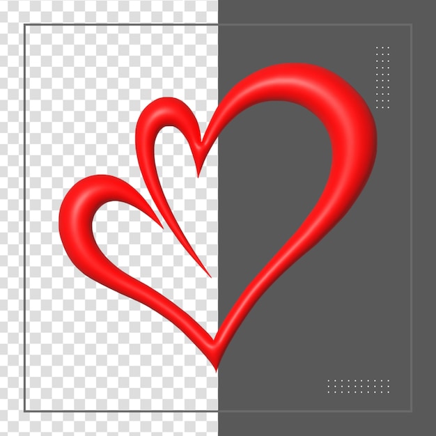 Renderización 3D de las redes sociales Icono del corazón concepto de aplicaciones de comunicación social en línea