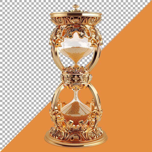 PSD renderización 3d de un reloj de arena en un fondo transparente generado por ai