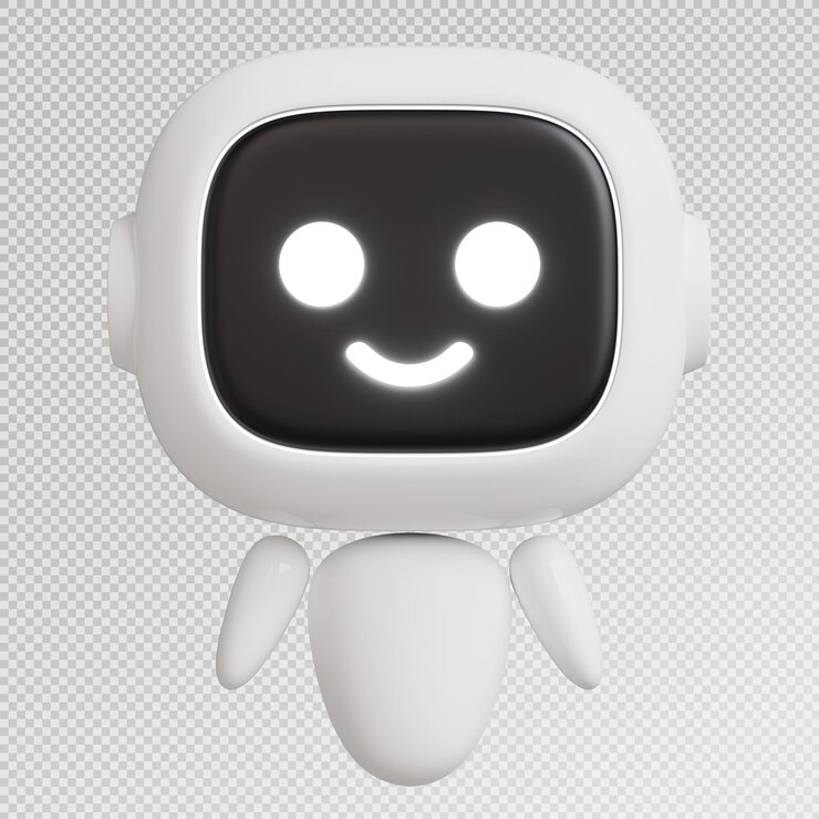 PSD renderización 3d de un robot lindo con un gesto de la mano