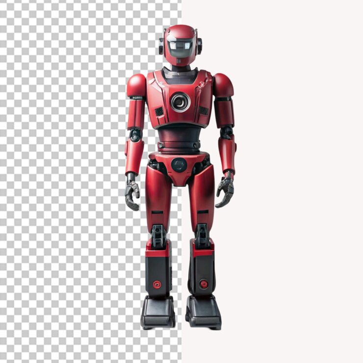 PSD renderización en 3d de un robot rojo en un fondo transparente