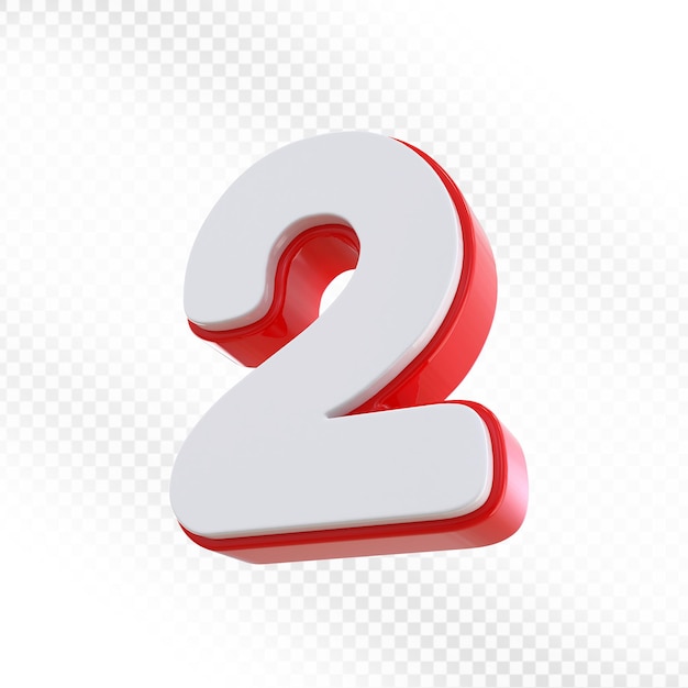 Renderización 3D roja del número 2