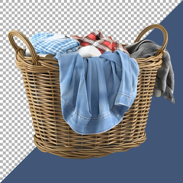 PSD renderización 3d de una ropa en una canasta en un fondo transparente generado por ai