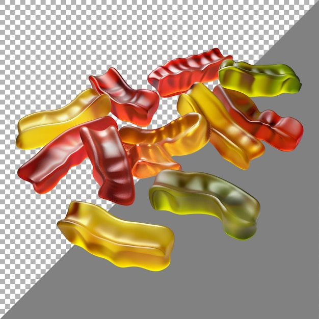 PSD renderización 3d de un sabroso caramelo de jalea en un fondo transparente generado por ai