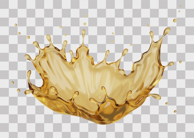 Renderización 3d de salpicaduras de aceite de oliva o de motor en psd