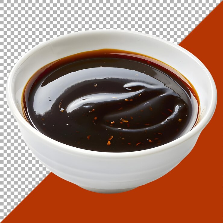 PSD renderización 3d de una salsa en un cuenco en un fondo transparente generado por ai