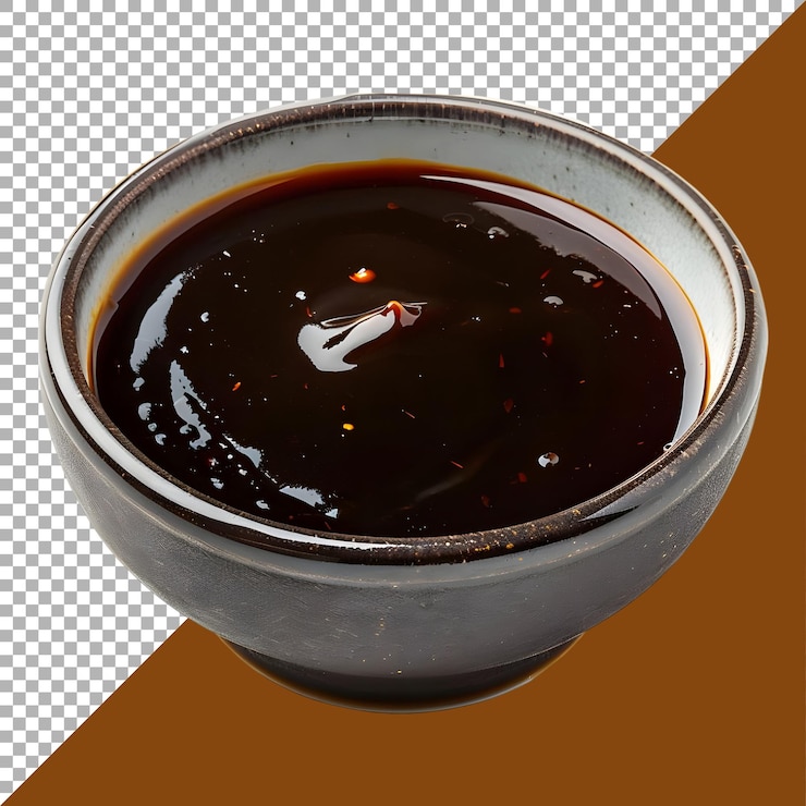 PSD renderización 3d de una salsa en un cuenco en un fondo transparente generado por ai