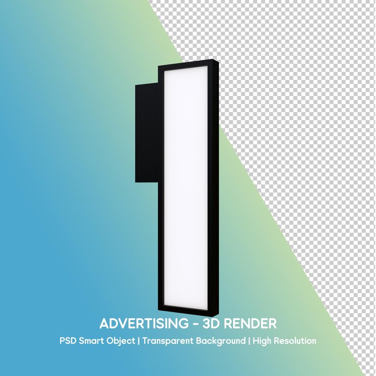 PSD renderización en 3d de la señalización publicitaria iluminada