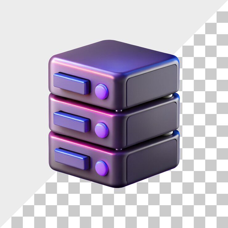 PSD renderización 3d de servidores apilados de almacenamiento de datos y computación en la nube