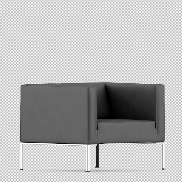 Renderización 3D del sillón isométrico