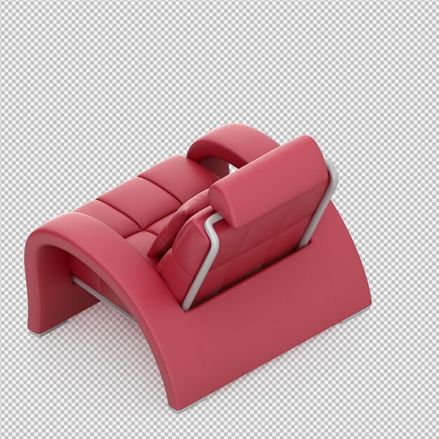 Renderización 3D del sillón isométrico