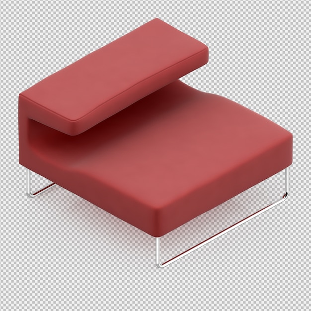 Renderización 3D del sillón isométrico
