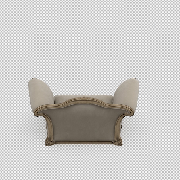 Renderización 3D del sillón isométrico