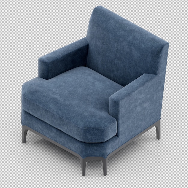 Renderización 3D del sillón isométrico