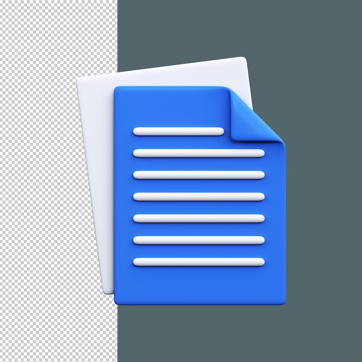 PSD renderización 3d del símbolo de los documentos en papel