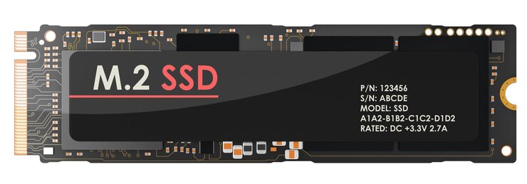 PSD renderización 3d de ssd m2 aislada en un fondo transparente