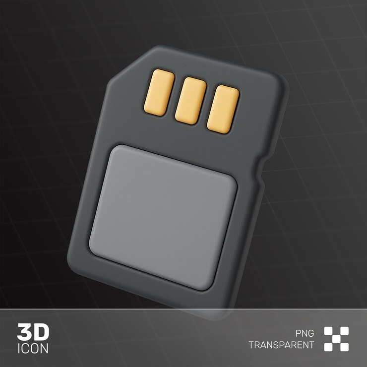 PSD renderización 3d de una tarjeta microsd negra