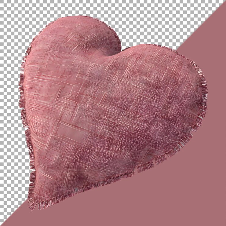 PSD renderización 3d de una tela en forma de corazón en un fondo transparente generada por ai