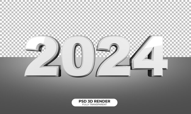 PSD renderización en 3d del texto de 2024