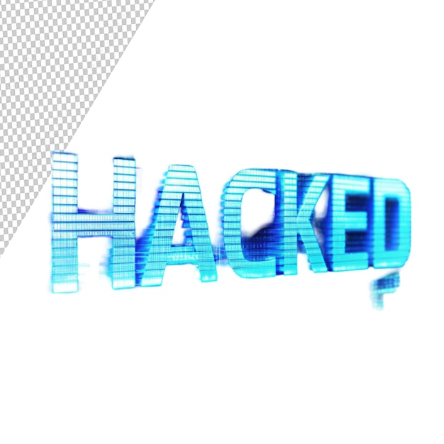 Renderización 3D de texto hackeado con efectos de pantalla