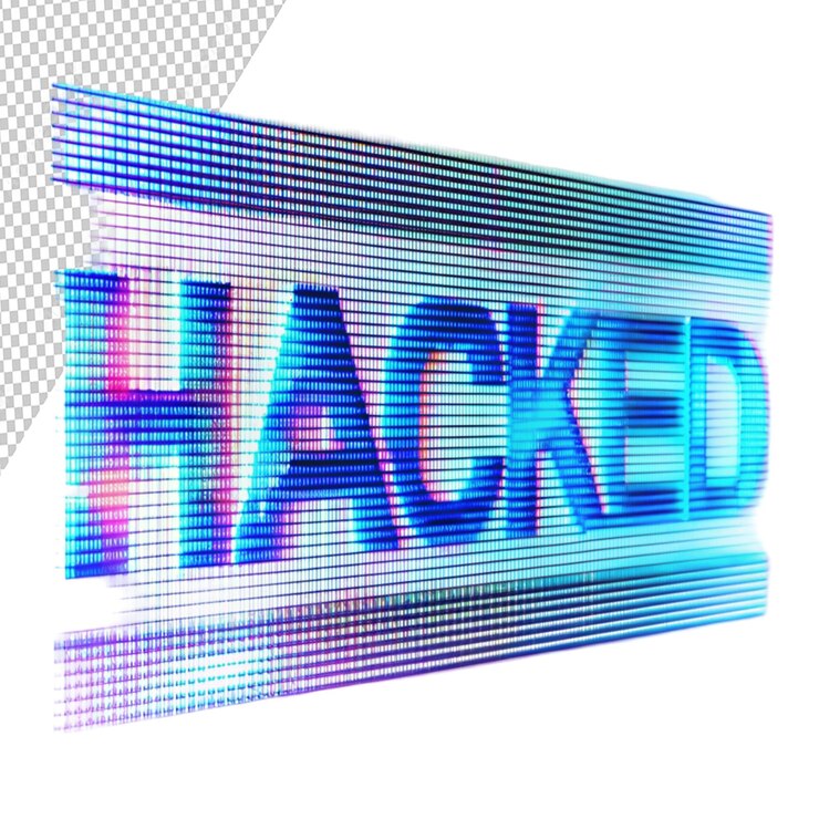 PSD renderización 3d de texto hackeado con efectos de pantalla