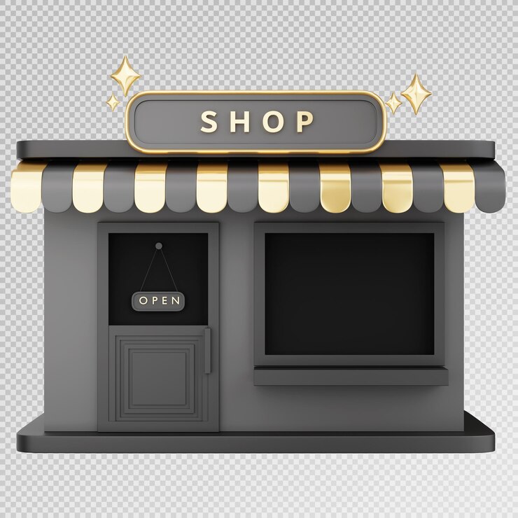 PSD renderización 3d de la tienda de compras en línea