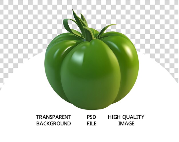 Renderización 3D de tomate multicolor en un fondo transparente