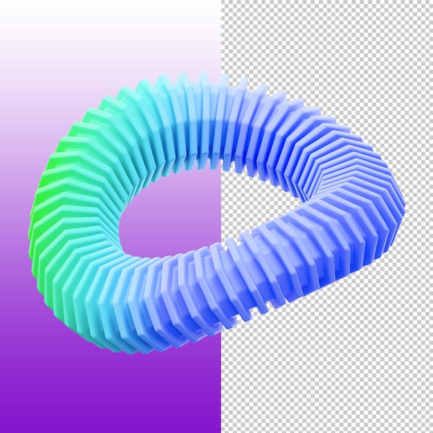 Renderización 3D de un toroide geométrico flexible con colores de gradiente