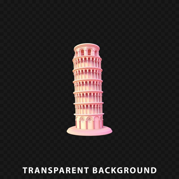 PSD renderización 3d de la torre de pisa aislada en un fondo transparente