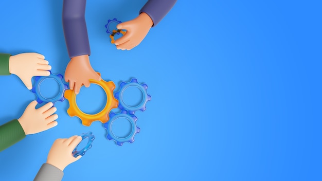 Renderización 3D del trabajo en equipo