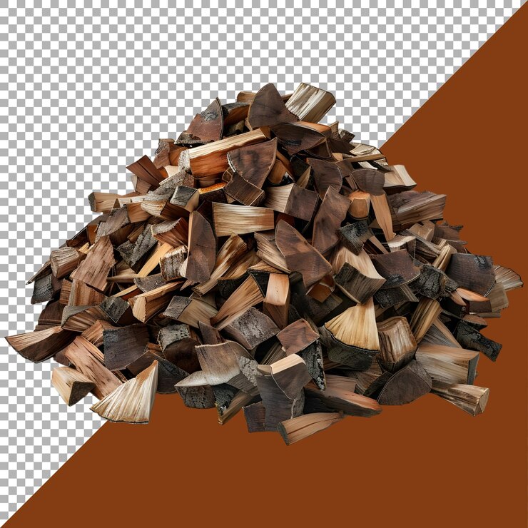 PSD renderización 3d de un trozo de madera cortado en un fondo transparente generado por ai