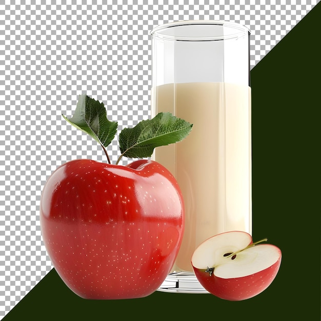 Renderización 3d de un vaso de apple shake en un fondo transparente generado por ai