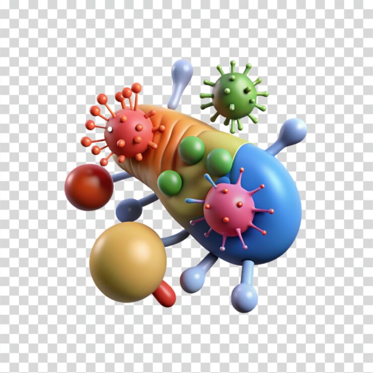 PSD renderización 3d de virus en color