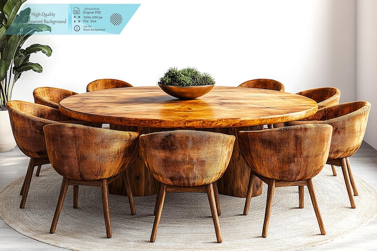 PSD renderización 3d de una vista de arriba hacia abajo de una mesa de comedor de madera con varios alimentos ordenadamente dispuestos png