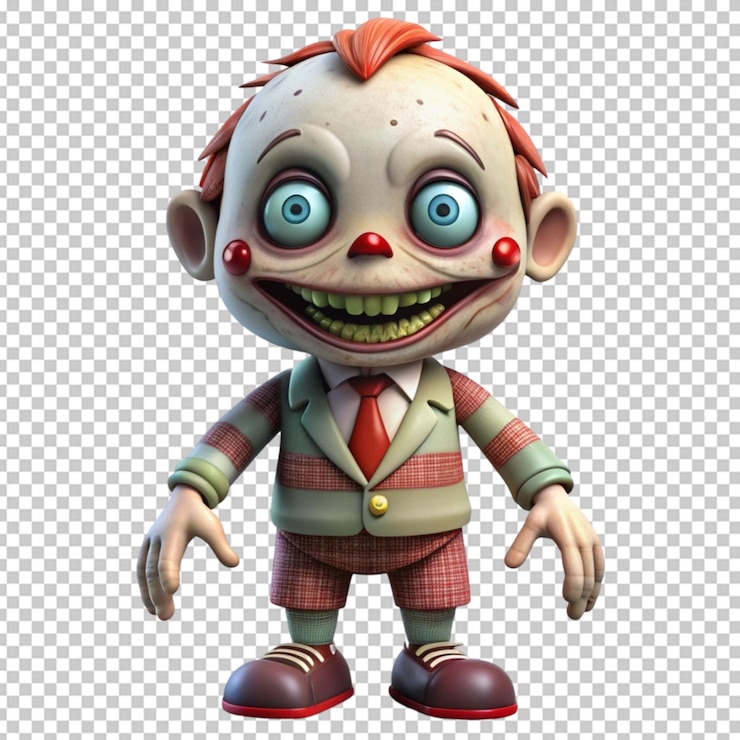 PSD renderización en 3d de un zombi de dibujos animados de terror