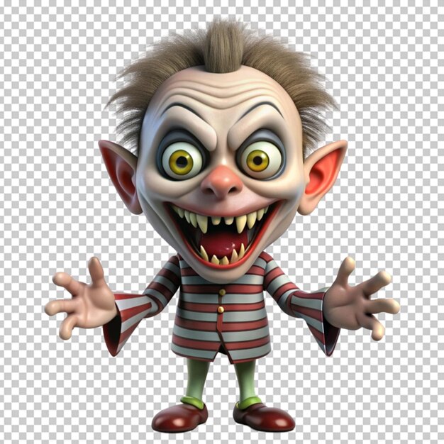 Renderización en 3D de un zombi de dibujos animados de terror