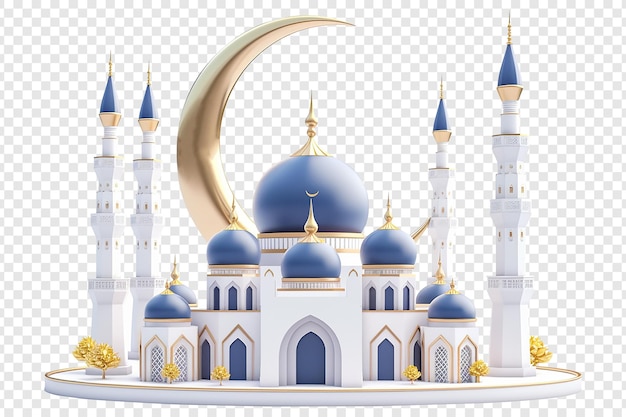 PSD renderización aislada en 3d de mezquitas de lujo en fondo transparente o blanco png