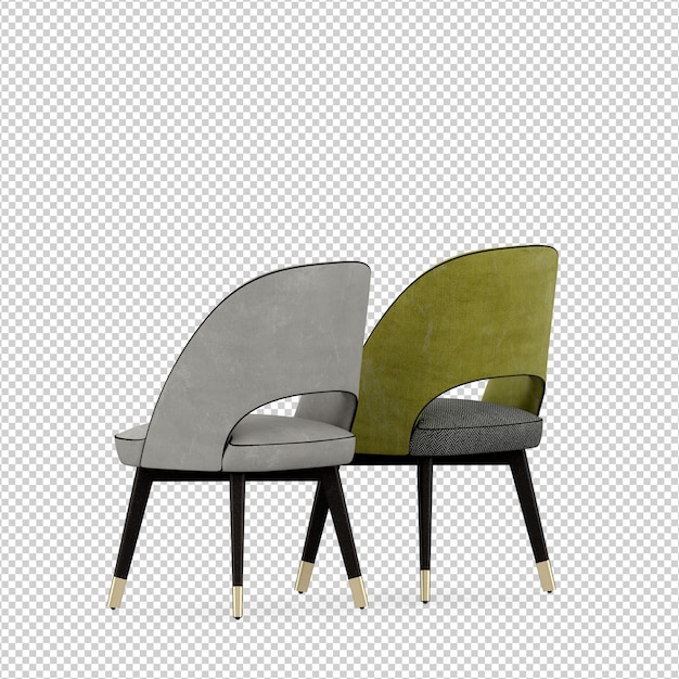 Renderización aislada 3D de la silla isométrica