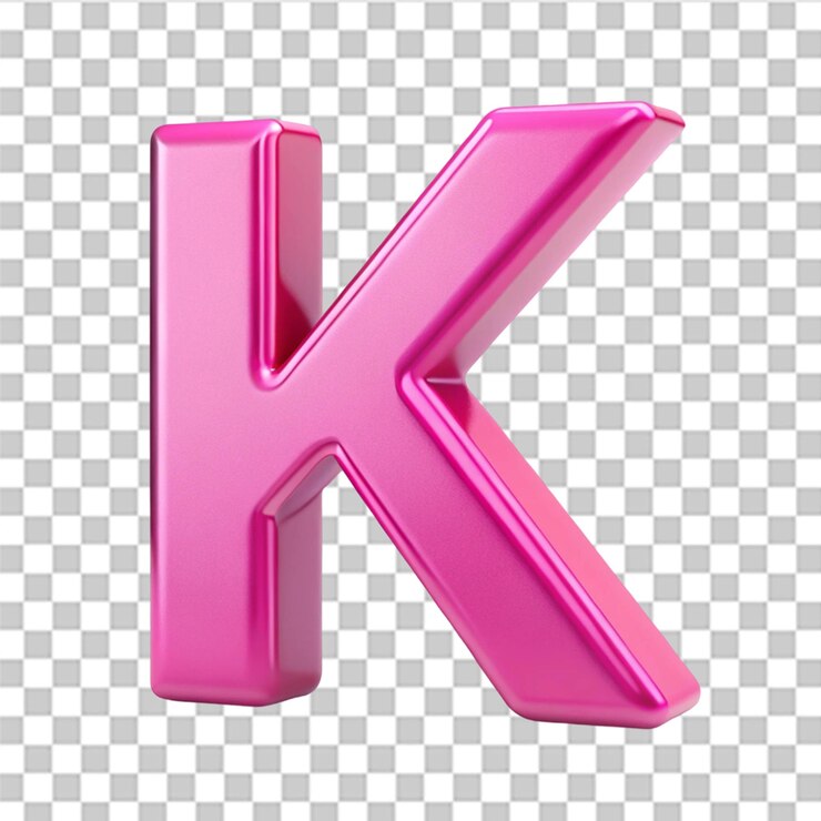 PSD renderización del alfabeto 3d de la letra k en inglés aislada sobre un fondo transparente