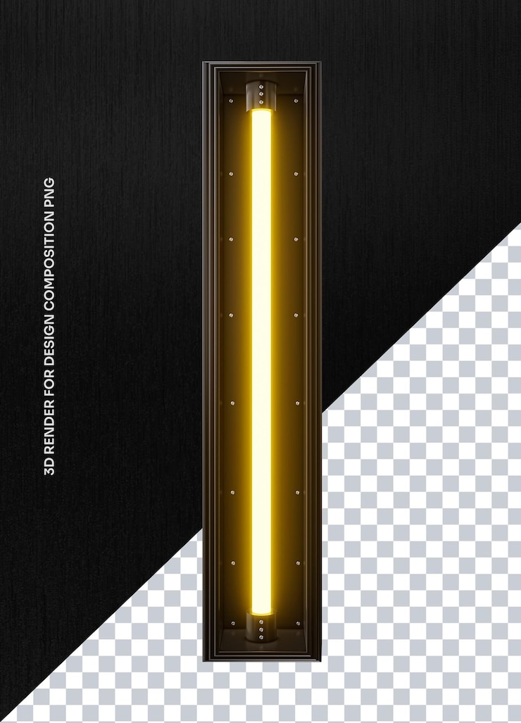PSD renderización de elementos 3d con luces de neón para la composición del diseño en fondo alfa