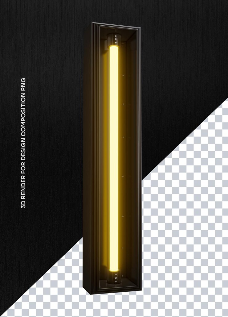 PSD renderización de elementos 3d con luces de neón para la composición del diseño en fondo alfa