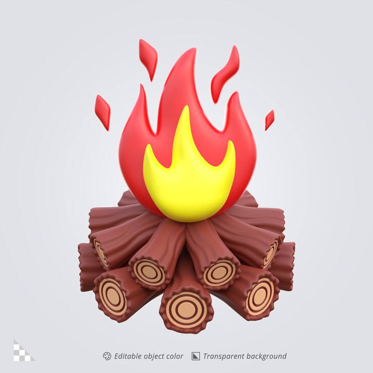 PSD renderización de un icono 3d de una fogata