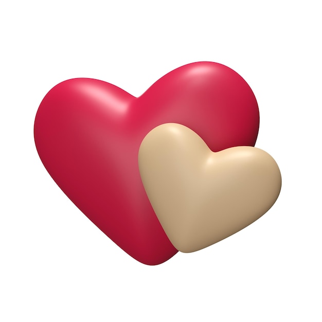 Renderización del icono de doble corazón en 3D