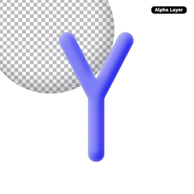 Renderización del icono de la letra Y en 3D