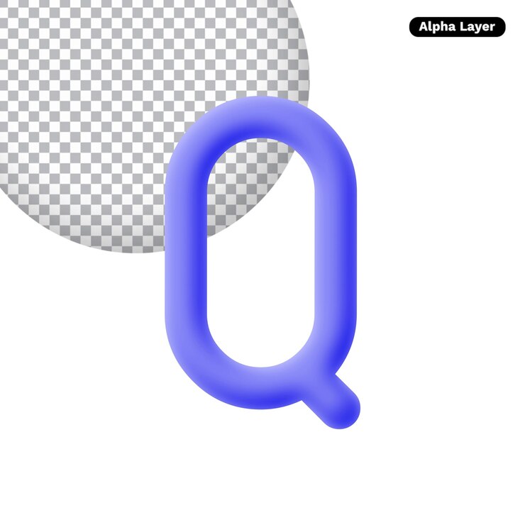 PSD renderización del icono de la letra q 3d