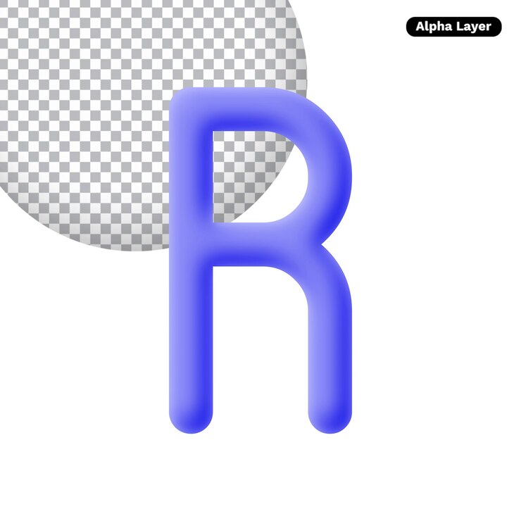 PSD renderización del icono de la letra r en 3d