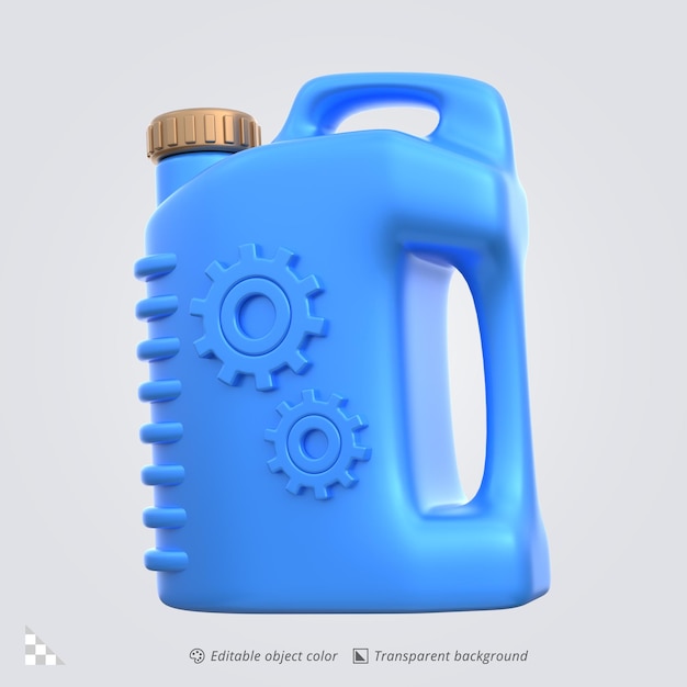Renderización de íconos 3D de la botella de aceite para motor