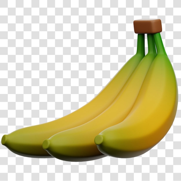 Renderización de íconos 3D de frutas de plátano con fondo transparente aislado