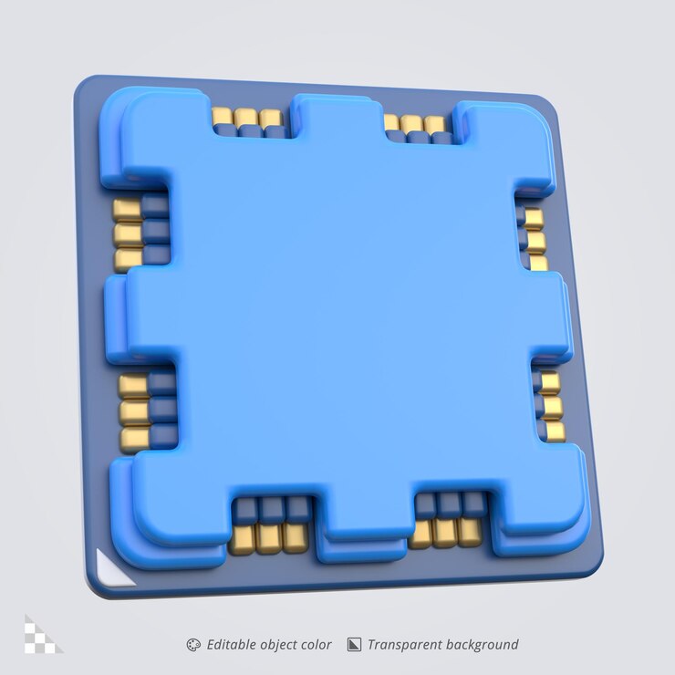 PSD renderización de íconos 3d de un procesador de computadora