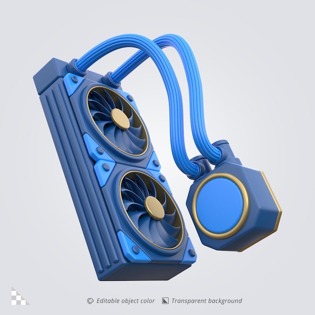 Renderización de íconos 3D de un sistema de refrigeración por líquido