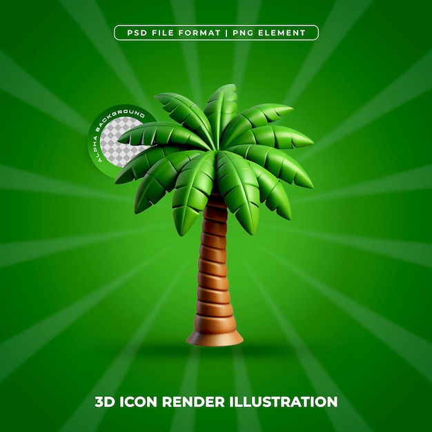 Renderización de íconos de palmeras en 3D